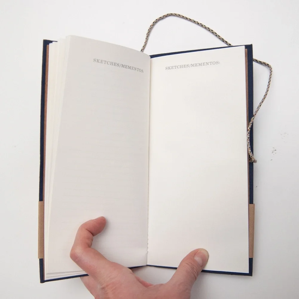 Print Fresh Fabric Travel Journal 10-Day Itinerary in Navy Blue
